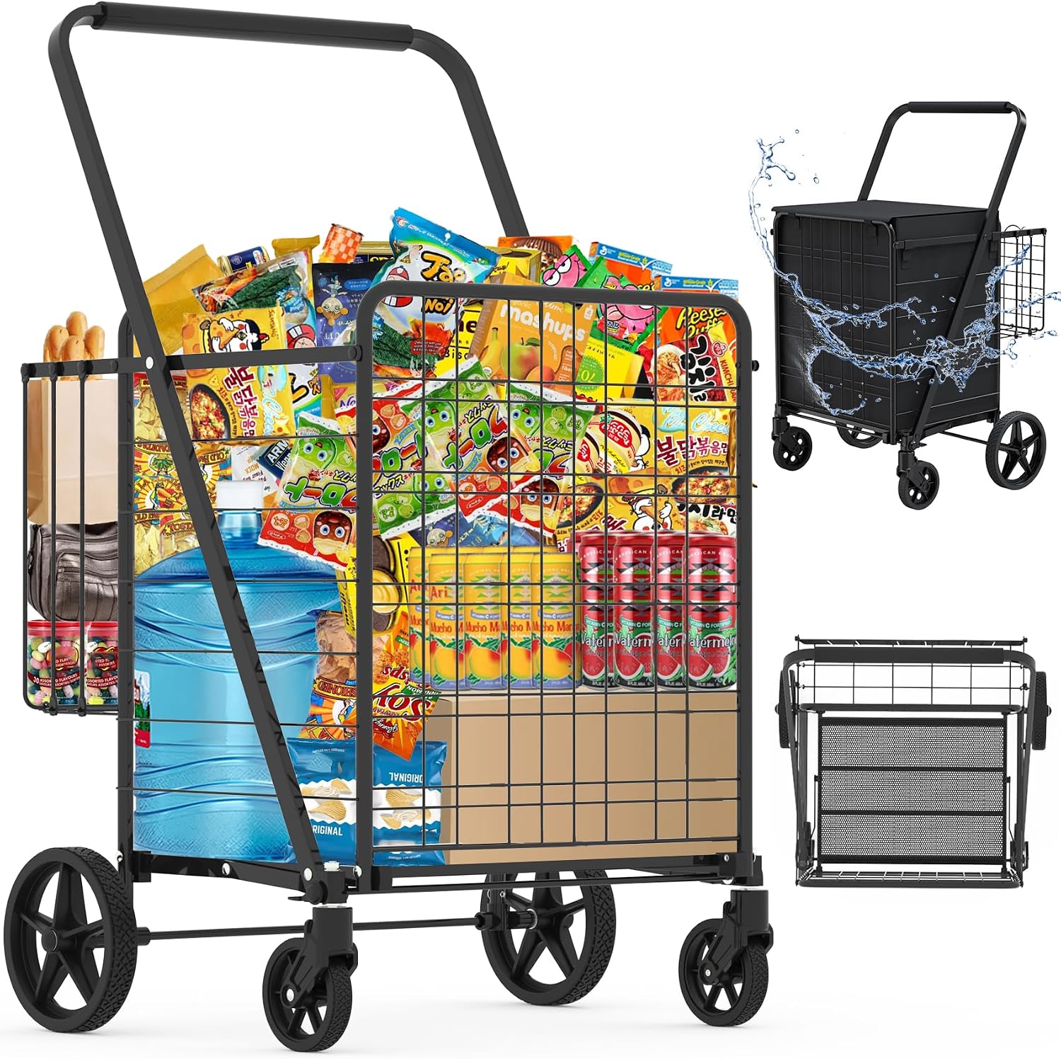 Heavy Duty Folding Shopping Ca - Heavy Equipment Washing 评论和价格